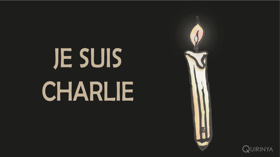 Kaarsje voor Charlie Hebdo.